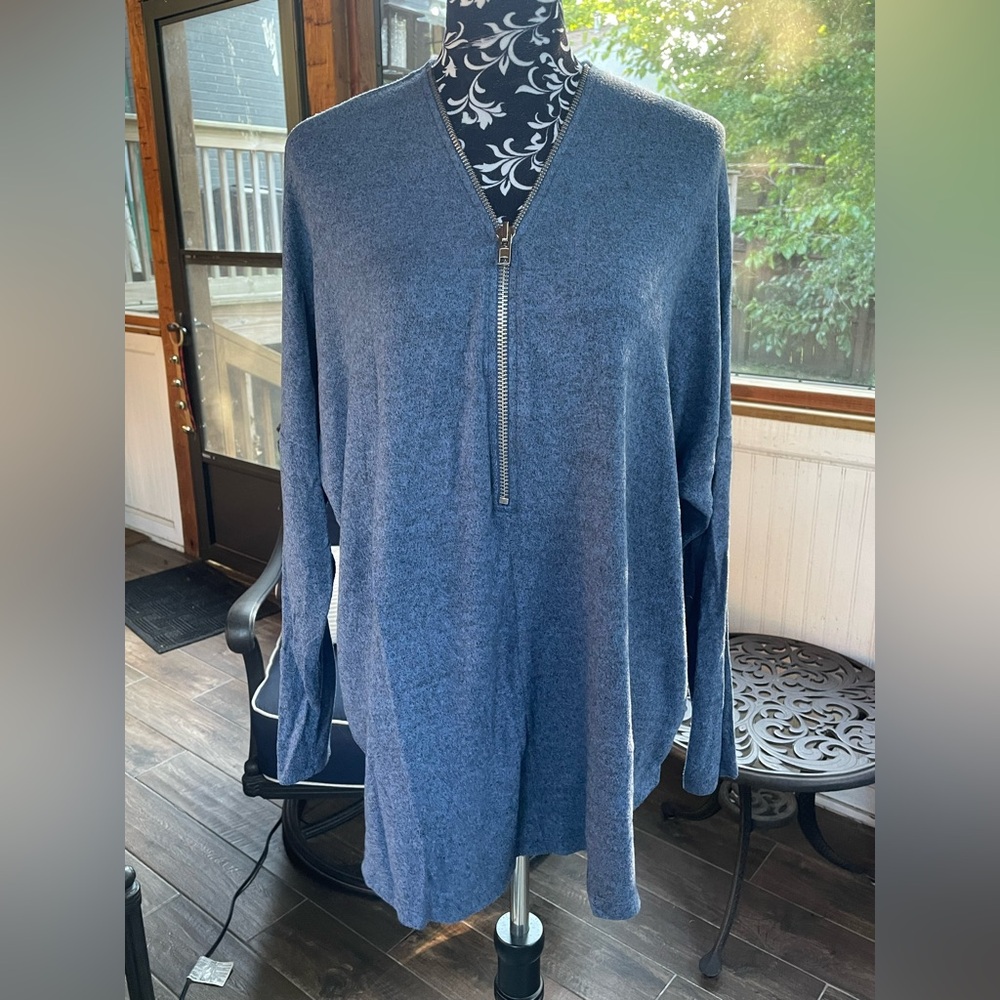 Women's Blue Zip-Up Top